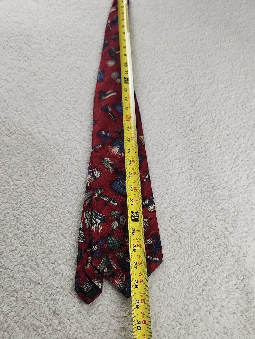 Red Fishing Fly Flytying Fisherman Pattern Men's Silk Tie